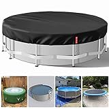 Round Pool Cover for Stock Tank Pool, Hot Tub Cover, and Above-Ground Pool, Heavy-Duty Waterproof Dustproof Solar Pool Cover with Drawstring and Ground Nails for Stability and Easy Installation