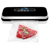 NutriChef Automatic Vacuum Air Sealing System Preservation with Starter Kit Compact Design, Lab Tested, Dry & Moist Food Modes with Led Indicator Lights, 12', Black
