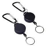 Retractable Key Chain OHOME 2 Pack Heavy-Duty Badge Reel Holder Self-retracting Key Ring for Men/Woman, ID Cards or USB , Black
