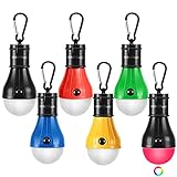 PEMOTech 6 Pack Camping Lights, Portable【5 LED Tent Lights & 1 RGB Lantern Bulb】with Clip Hook, Emergency Lights Tent Lamp Camping Accessories for Backpacking Hiking Camping Hurricane Power Outages