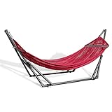 Best Home Fashion Hammock with Collapsible Steel Stand & Carrying Case, Portable & Adjustable, Perfect for Camping Beach Summer Patio, EZ Daze Foldable Hammock with Stand - RED