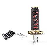 Top10 Racing 10CM Gear Shift Knob Sword Shift Knobs Katana Samurai Shift Gear Lever Universal Fit for Manual Cars Most Automatic Cars with 4 Adapters Black+Red