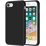 Anuck Phone Case for iPhone SE 2020 Case, iPhone 8 Case, iPhone 7 Case 4.7', Non-Slip Liquid Silicone Gel Rubber Bumper Soft Microfiber Lining Hard Shockproof Full-Body Protective Cover, Black
