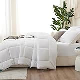 RUIKASI White Full Duvet Insert Fluffy - Soft Quilted Bed Comforter Full Size, Warm Down Alternative Duvet with Corner Taps, Box Stitched, 82x86 inch