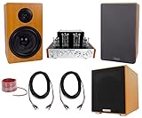 Rockville BluTube Bluetooth Tube Amplifier+6.5 inches Wood Bookshelf Speakers+8 inches Sub