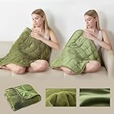 Small Weighted Blanket for Adults and Kids(Double-sided),Weighted Lap Pad 7lbs Throw for Travel,Calming,Relaxation-Reversible Warm Crystal Velvet and Cooling Tencel,Machine Washable,Green 29x24 inches