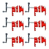 FLKQC 3/4' Wood Gluing Pipe Clamp Set with Unique Foot Design Red Heavy Duty Bar Clamps Cast Iron Quick Release Pipe Clamp Tools for Woodworking (6)