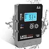 LNEX Solar Charge Controller Waterproof, 10A Super Thin Solar Panel Battery Intelligent Regulator with LCD Display 12V/24V PWM Solar Controller for LiFePO4,AGM, Gel, Flooded and Lithium Battery