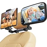 TAZENI Baby Car Mirror, 2 in 1 Car Mirror for Baby with Tablet Holder for Car Headrest, Safe Baby Mirror for Car, Original Clarity iPad Holder for Car, Baby Essentials, Crash Tested & Certified
