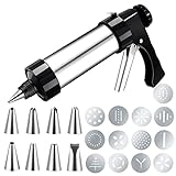 UNIVIVO Cookie Press Gun Stainless Steel Spritz Cookie Maker Machine for Baking with 13 Discs and 8 Icing Decorating Nozzles