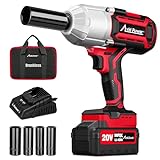 AVID POWER High Torque 1/2' Impact Wrench w/Max Torque 738ft-lbs (1000N.m), Cordless Impact Gun w/ 4.0A Li-ion Battery, 4 Pcs Impact Sockets and Fast Charger, 20V Brushless Impact Drill