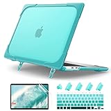 Batianda Heavy Duty Case for MacBook Air 13 2020 13 inch Case A2179 A1932 A2337 M1 Chip, Hard Shell Cover with Kickstand Shockproof Function for Newest MacBook Air 13'' Touch ID,Cyan