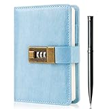 WEMATE Journal with Lock, Diary with Lock 192 Pages, Password Notebook, Pen & Gift Box - Perfect for Men and Women - 4.3X 6.18in Light Blue Keep Your Secrets Safe