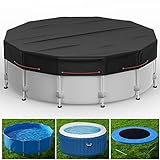 18Ft Round Pool Cover - Solar Covers for Above Ground Pools, Inflatable Pool Cover Protector with Steel Rope, Increase Stability Ground Swimming Inground Pools, Waterproof and Dustproof Hot Tub Cover