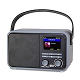 Ocean Digital WR-330 Wi-Fi Internet FM Radio Portable with Hand Strap and Passive Bass Radiator Preset Button Rechargeable Battery Bluetooth Receiver Stress Relief Relaxation 2.4” Color Display