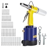 RZX Pneumatic Tool Air Riveter - 3/32', 1/8', 5/32', 3/16' and 1/4' Capacity with 50pcs Open End Blind Rivet (1)