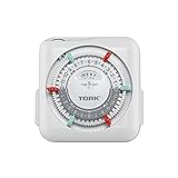 NSi Industries TORK RTN312 Indoor 15-Amp Plug-in Heavy Duty Mechanical Appliance Timer 24-Hour Programming – GREEN & RED Trippers TWO Receptacles White