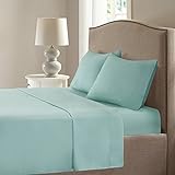 Comfort Spaces Queen Cooling Sheets, Moisture Wicking Coolmax Sheets, Soft, Colorfast Sheet Set, Cooling Bed Sheets For Hot Sleepers, Elastic Deep Pocket Fits Up to 16' Mattress, Queen Aqua 4 Piece