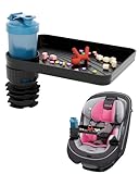 SEVEN SPARTA Travel Tray for Kids Toddler Car Seat, Rotatable and Removable Cup Holder Food Tray for Snacks and Entertainment with Soft Rubber Base, Family Road Trip Essentials (1 Pack)