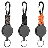3 Pack Retractable Keychain, Heavy Duty Retractable Badge Holder Reel, Retractable ID Badge Clip Reel with Steel Cable and Carabiner Clip, Badge Reel Carabiner Key Chain（Color）