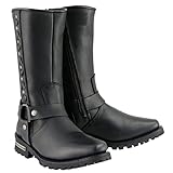 Milwaukee Leather MBM9025 Men's Black Harness Boots with Braid and Riveted Details - 11