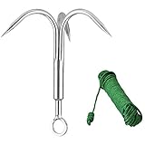 Yiliaw Stainless Steel Outdoor Grappling Hook with 50FT Rope/Climbing Claw/Gravity Hook/Flying Tigers/Aquatic Anchor Hook for Your Outdoor Life,Hiking,Tree Limb Removal