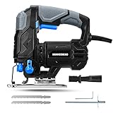 Hammerhead 4.8-Amp 3/4 Inch Jig Saw with 2pcs Wood Cutting Blades, Variable Speed and Orbital Function - HAJS048