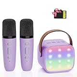 YLL Kids Karaoke Machine with 2 Microphones, Karaoke Gifts for Girls Ages 4, 5, 6, 7, 8, 9, 10, 12 +Year Old, 4-12 Years Old Christmas Toy Gift for Girls (Purple)