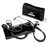 Primacare DS-9181-BK Professional Aneroid Sphygmomanometer and Sprague Rappaport Stethoscope, Manual Blood Pressure Kit with Cuff and Carrying Case, Black