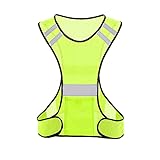 TCCFCCT Reflective Running Vest for Men Women, High Visibility Safety Vest with Large Pocket, Lightweight Reflective Running Gear for Motorcycling, Cycling, Jogging, Adjustable Waist, Yellow