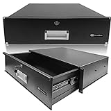 3U Locking Rack Drawer by AxcessAbles | 15' Deep Secured Metal Server Rack Mount Storage Drawer | 45lb Capacity | Compatible with 19-Inch Rack-Mount Cases, Audio Video Equipment Cabinets (RKDRAWER3U)