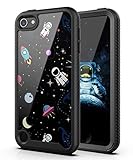 PBRO Case for iPod Touch 7 Case/iPod Touch 6 Case/iPod Touch 5 Case Cute Astronaut Case Dual Layer Hybrid Anti-Slip Sturdy Case Rugged Shockproof Case for Apple iPod Touch 7/6/5 Generation Space/Black