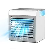 BLACK+DECKER Desktop Air Cooler and Portable Fan, 3-Speed Evaporative Air Cooler with 450ml Water Tank, Mini Cooler Works up to 7 Feet, Air Cooler Fan for Desk, Home, Bedroom, and more, White/Gray