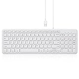 Perixx PERIBOARD-213W Wired Quiet USB Scissor Keyboard - 14.45x4.76x0.70 Inches - Compact Design with Number Pad - White - US English (PERIBOARD-213US)