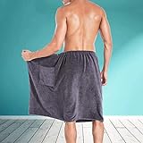 Shower wrap for Men，Bath Towel wrap for Men，Wearable Bath Towel (Medium Gray)