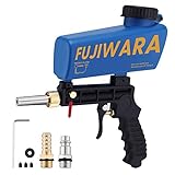 FUJIWARA Sand Blaster Gun Kit, Sandblaster with 2 Replaceable Tips Quick Connect, Works with All Blasting Abrasives–Professional Handheld Machine for Metal Rust Remove, Blue