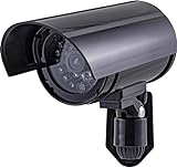 GE Decoy Security Bullet Camera with Flashing Red Light, Blinking LED, Fake Surveillance, Realistic Looking Recording Lens, Indoor/Outdoor Use, Wireless, Black, 40661