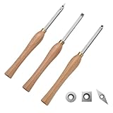 VEVOR Wood Lathe Chisel Set, 3 PCS Woodworking Turning Tools, Includes Square, Round, Diamond Carbide Blades, 7.87' Comfortable Grip Handles, Wood Chisel Set with Wooden Box For Turning Pens or Small