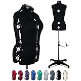 BHD BEAUTY Black 13 Dials Female Fabric Adjustable Mannequin Dress Form for Sewing, Mannequin Body Torso with Tri-Pod Stand, Up to 70' Shoulder Height (Medium)