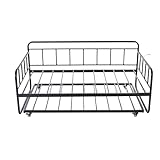 Amazon Basics Twin Daybed and Trundle Bed Frame Set, Steel Slat Support, Black