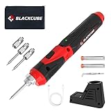 BLACKCUBE 4V Cordless Soldering Iron, Soldering Kit with 2000mAH Rapid Heat Lithium-Ion Battery and Solder Tips, LED Spotlight & Rechargeable Soldering Iron Kit, Professional Portable Welding Tool