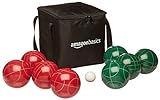 Amazon Basics 100 Millimeter Bocce Ball Outdoor Yard Games Set with Soft Carrying Case - 2 to 8 Players, Red and Green