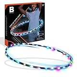 BLACK SERIES 36' Light-Up Hula Hoop, LED Glow, Perfect Size for Kids Or Adults, On/Off Switch, Fitness & Exercise Toy, Indoor & Outdoor Playground Game, Age 8+