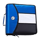 Case-it Might Zip Tab Zipper Binder, 3' O-Ring with 5-Color tabs, Expanding File Folder and Shoulder Strap and Handle, D-156-B Blue