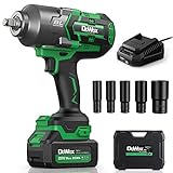DOWOX Cordless Impact Wrench 1/2 Inch, High Torque 1200 Ft-lbs Brushless Impact Gun, 20V Power 4.0 Ah Battery, Fast Charger, 5 Pcs Sockets and Tool Box Kit