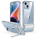 ESR Metal Kickstand Case Compatible with iPhone 14 Plus case, 3 Stand Modes, Military-Grade Drop Protection, Supports Wireless Charging, Slim Back Cover with Patented Kickstand, Clear