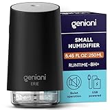GENIANI Portable Small Cool Mist Humidifiers 250ML - USB Desktop Humidifier for Plants, Office, Car, Baby Room with Auto Shut Off & Night Light - Quiet Mini Humidifier (Black)