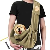 Pet Carrier Portable Sling with Pet Hair Remover, Hands-Free Pet Chest Bag, Escape Proof, Adjustable Shoulder Strap with Zipper Pockets Suitable for Small Size Dogs Cats Puppy Kitten (Army Green)