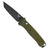 Benchmade - Bailout Axis Knife, Gray Coated CPM-M4 Super Steel Tanto Blade, Carbide Glass Breaker Tactical Knife, Made in the USA (Green - Plain Edge)