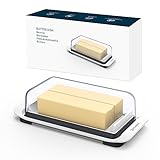 KITCHENDAO Airtight Butter Dish with Lid for Countertop and Fridge,Large Butter Keeper, Dishwasher Safe, Plastic Butter Holder Tray for 2 Sticks East Coast/West Coast/European Style/Kerrygold Butter